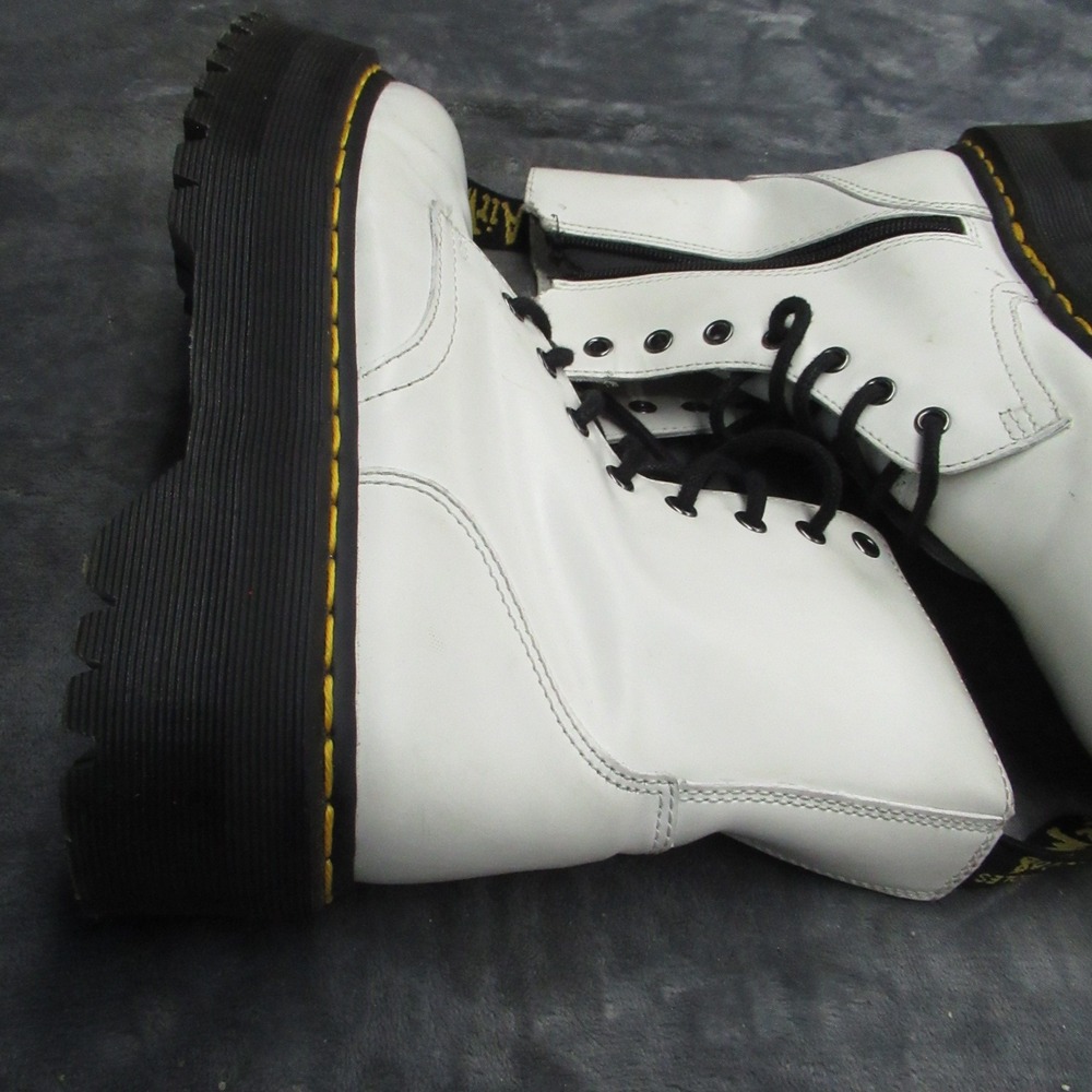 Dr Martens Unisex 8W 7M Jadon Boots White Leather Platform Chunky Combat READ - Picture 4 of 16